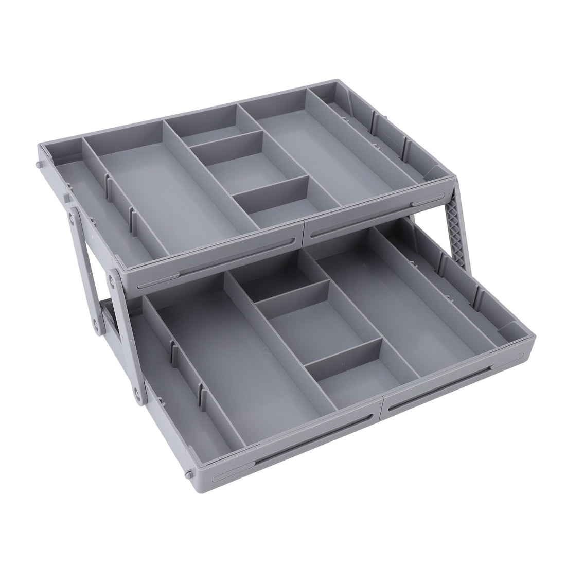 Drawer Organizer, Multi Level Expandable Desk Organizer Tray, Collapsible Storage Trays for Jewelry and Cosmetics Storage, Versatile for Dressing Table, Bathroom (2 Layers)