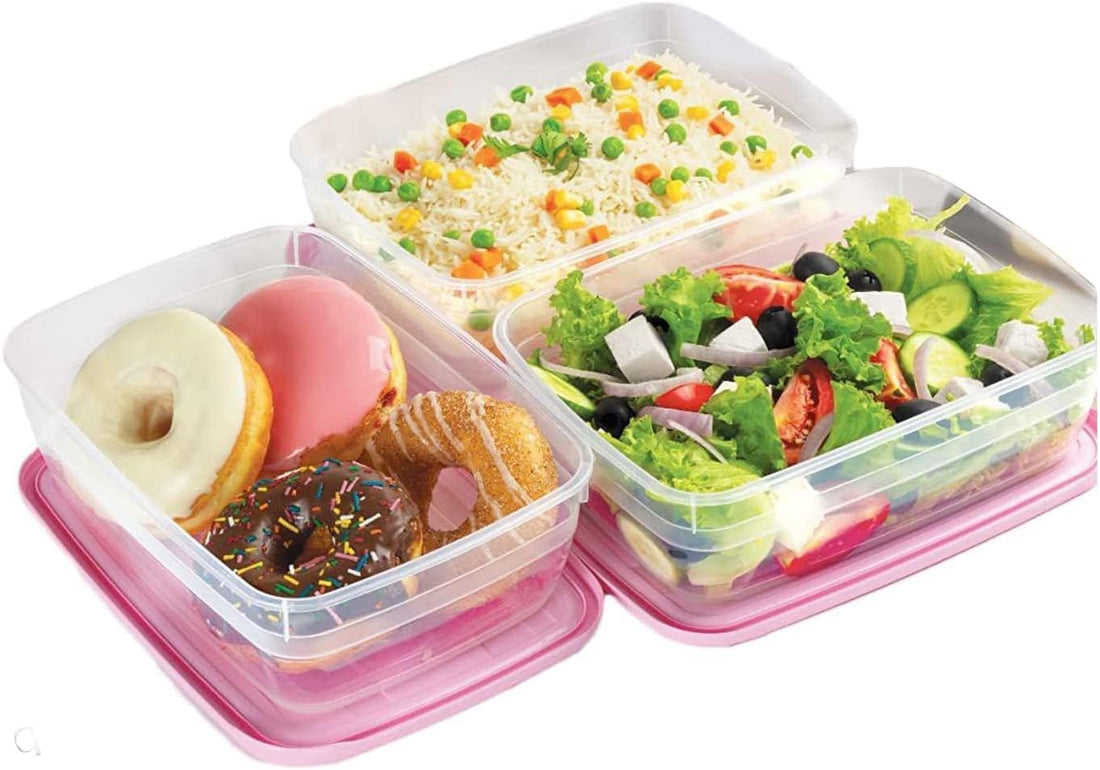Microwave Boxes Meal Prep Containers, [3 Pack] Plastic Storage Food Containers with Lids, Disposable Bento Box Reuse, Refrigerator, Microwave, Dishwasher Safe (Multicolor) (1.8L)