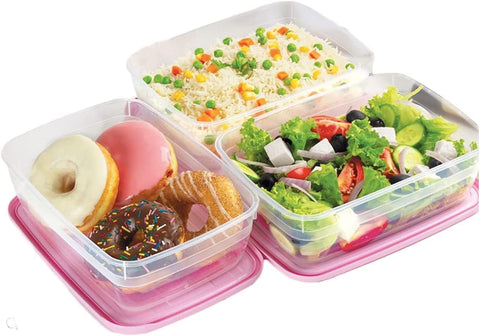 Microwave Boxes Meal Prep Containers, [3 Pack] Plastic Storage Food Containers with Lids, Disposable Bento Box Reuse, Refrigerator, Microwave, Dishwasher Safe (Multicolor) (1.8L)
