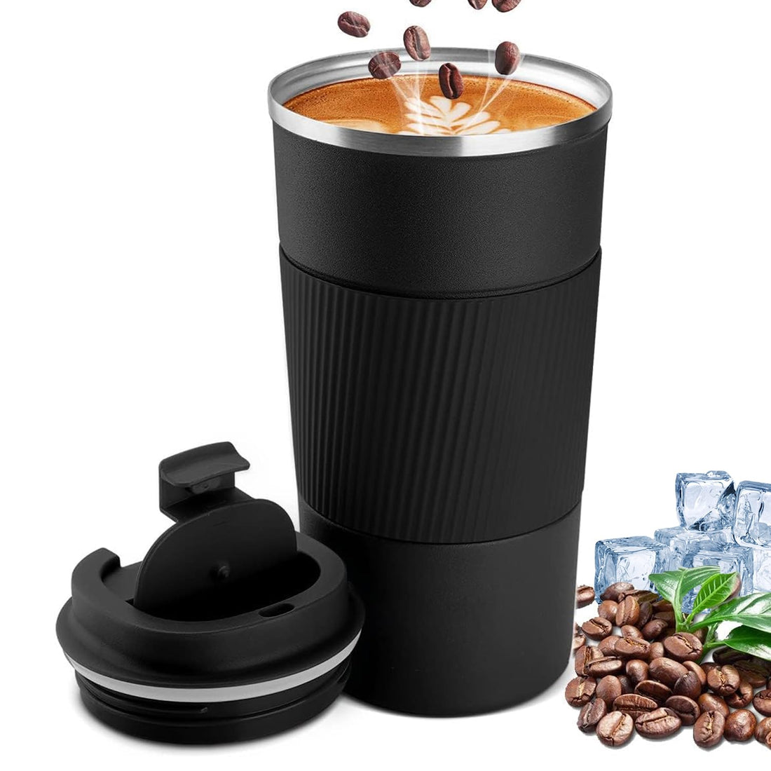 Necomi® Travel Coffee Mug 510ml, Vacuum Insulated Travel Coffee Mug Stainless Steel Coffee Tumbler for Home Office Outdoor Works Great for Ice Drinks and Hot Beverage