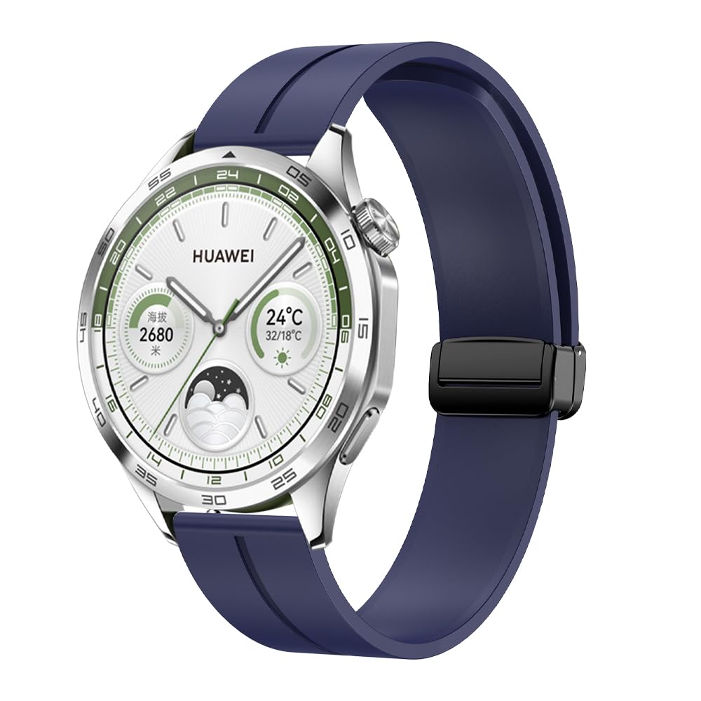 Dado Magnetic Buckle Silicone Band Compatible with Huawei Watch GT4 46mm | Ultimate | GT3 | GT2 | Watch 3/4 46mm & 48mm, Soft Silicone Watch Strap