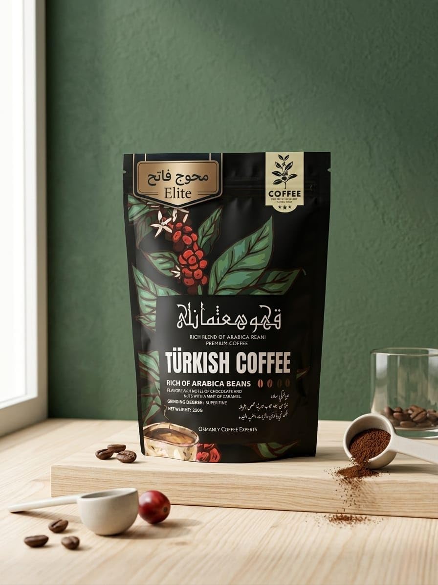 Osmanli Elite Turkish Coffee, Rich Blend of Colombian, Brazilian and Indonesian Arabica, Ribusta Beans, Fine Grinding, 250g