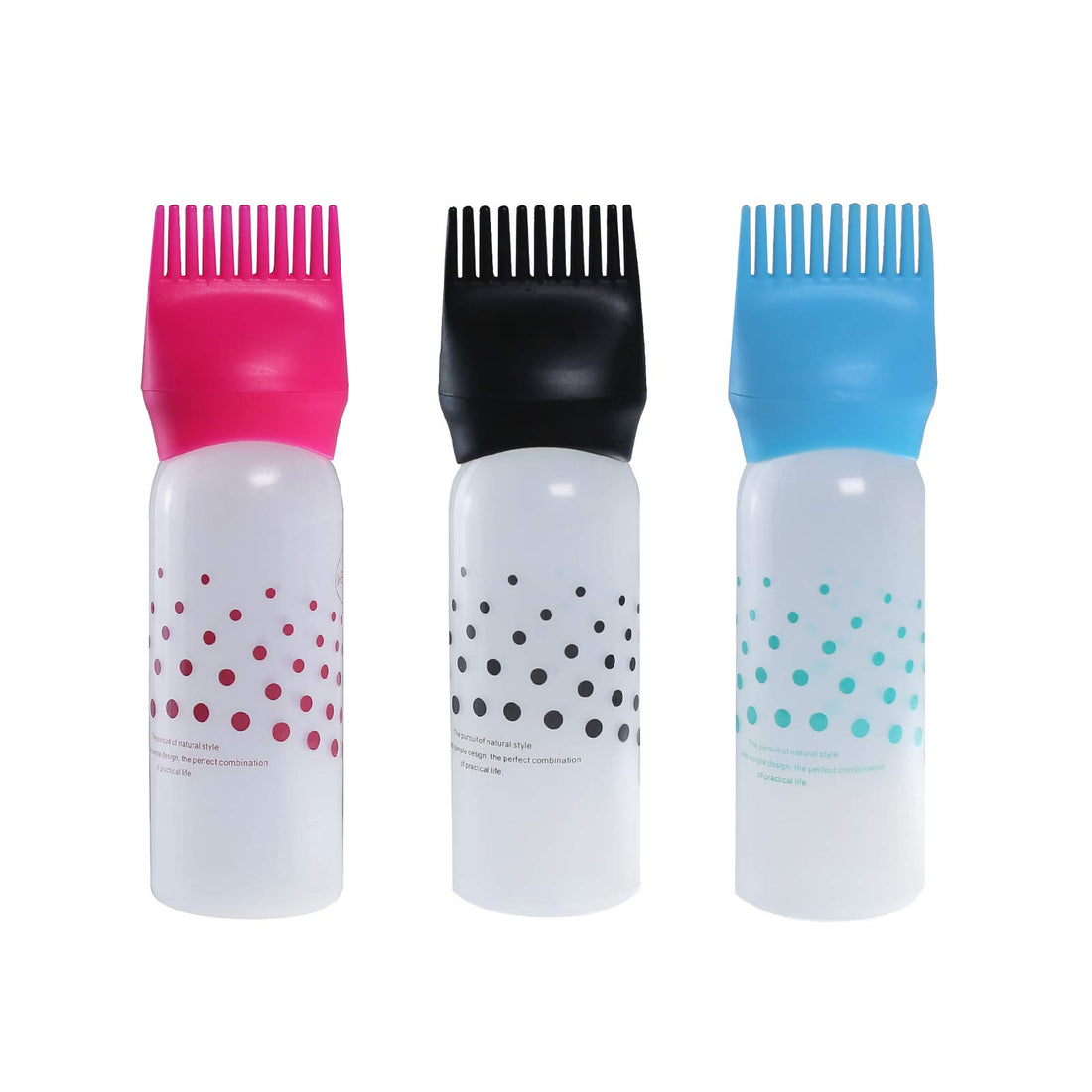 3Pcs 6Oz Hair Color Oiling Bottles Root Comb Squeeze Applicator With Dots For Coloring Dye Care,Hair Bleach