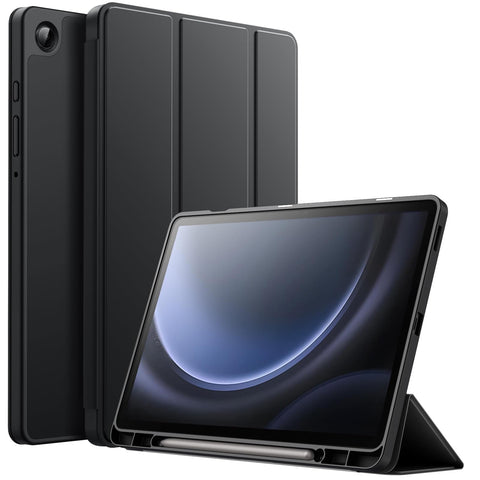 Dl3 Mobilak Samsung Galaxy Tab A9 Cover Case 8.7 inch Tablet Cover [SM-X110/X115/X117] Case with Pen Holder, Soft TPU Back Trifold Stand Protective Smart Cover Flip, Auto Wake&Sleep (Black)