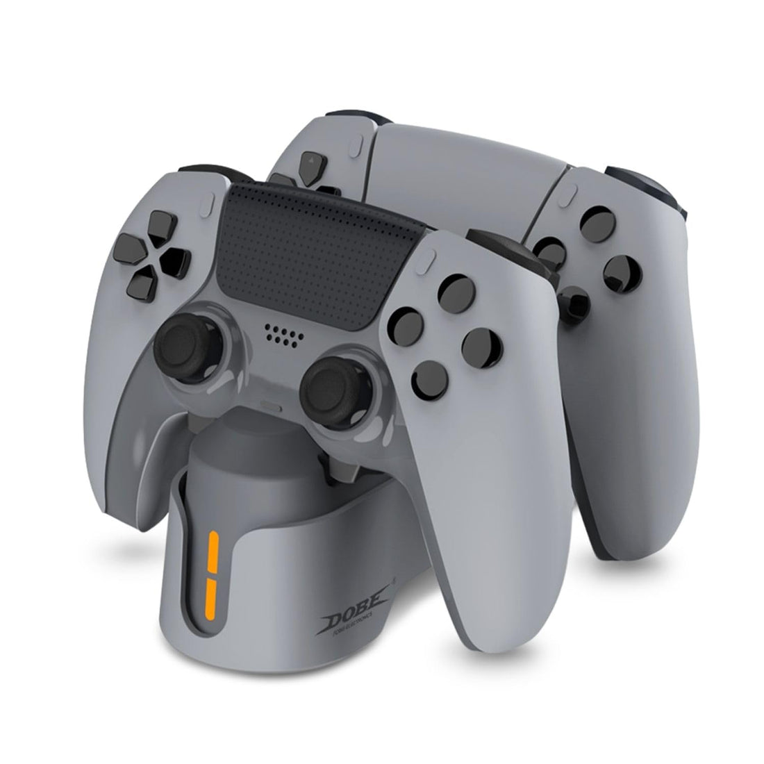 TNP for PS5 Controller Charger Station - Dual Fast Charging Dock Stand for PlayStation 5 & DualSense Edge Wireless Controllers with LED Light Indicators, USB-C Cable, Gray