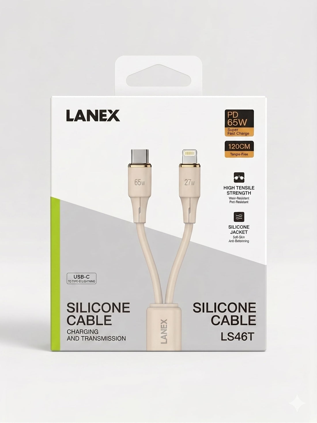 Lanex Premium [Super Soft] Silicone Fast Charging Cable - [USB-C to Lightning] & [USB-C to USB-C] - [Durable & Flexible] [60W/20W PD Support]