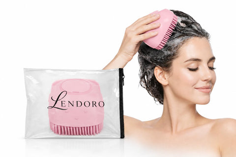Silicon Shower Brush with Soap Dispenser, Deep Cleansing, Promotes Hair Growth, Stress Relief (Pink)