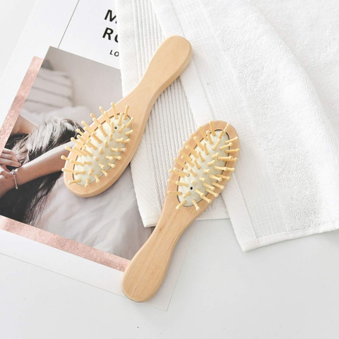 Massager comb Wood Massage Wooden Comb Detangler Hairbrush For Detangling Women, Men & Kids Wet or Dry Hair 2PCS