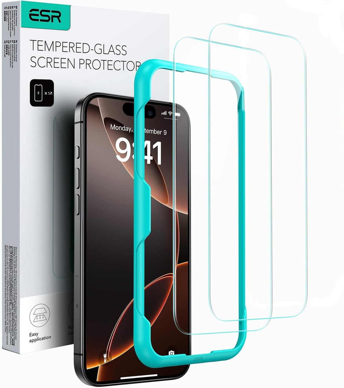 ESR for iPhone 16 Pro Max Screen Protector, Tempered-Glass with Easy Installation Frame compatible with iPhone 16 Pro Max, Military-Grade Protection, Ultra Tough, Scratch Resistant, 2 Pack