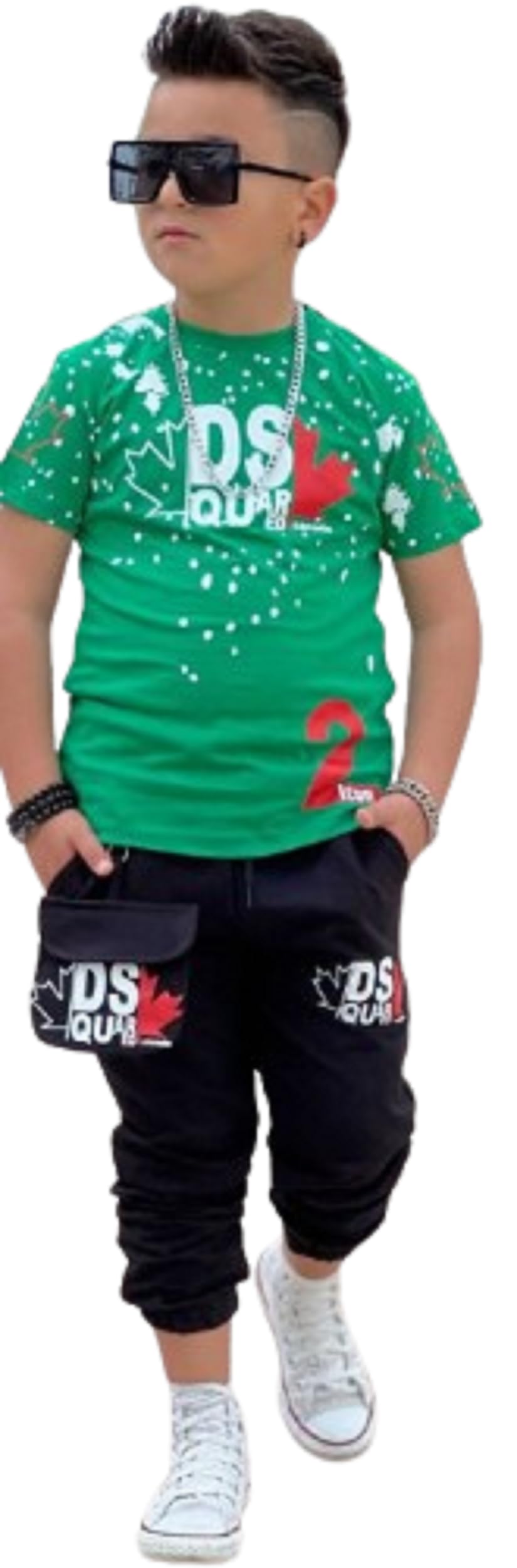 Mizah Boys Clothing Set - Printed T-Shirt with Sweatpants with Side Pockets Fashion and Comfortable Design for Boys