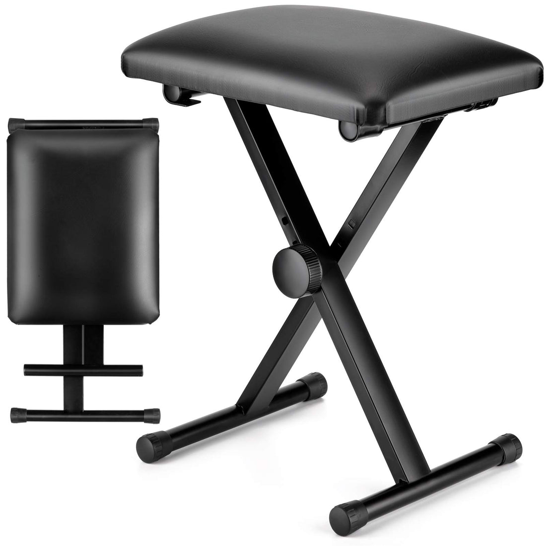 CAHAYA Keyboard Piano Bench X-Style Adjustable Height Piano Bench Padded Keyboard Stool Chair Seat for Electronic Digital Keyboards Pianos Black CY0257