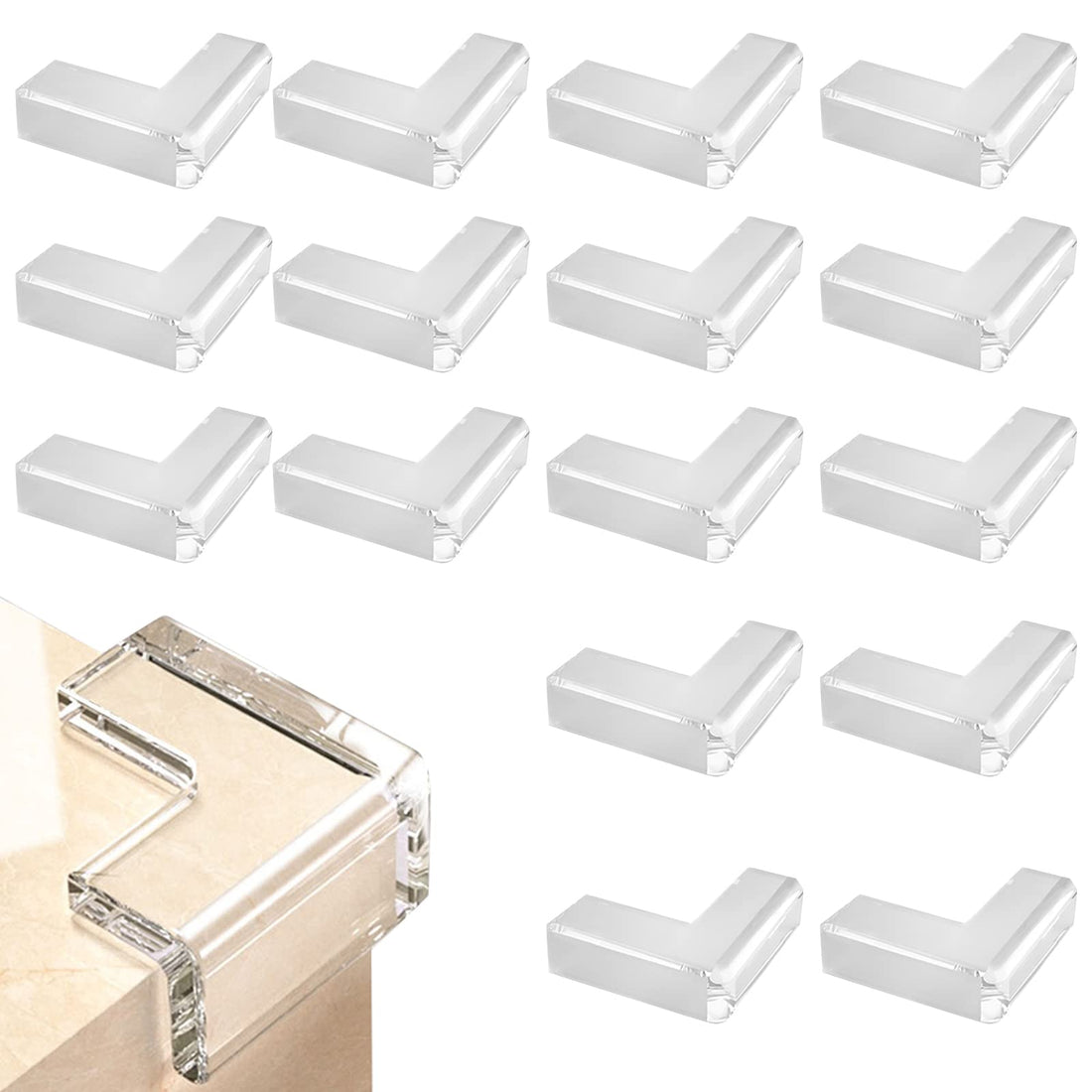 Fhlbestyu Baby Corner Protection Table 16pcs L-Shaped Transparent Edge & Corner Protector