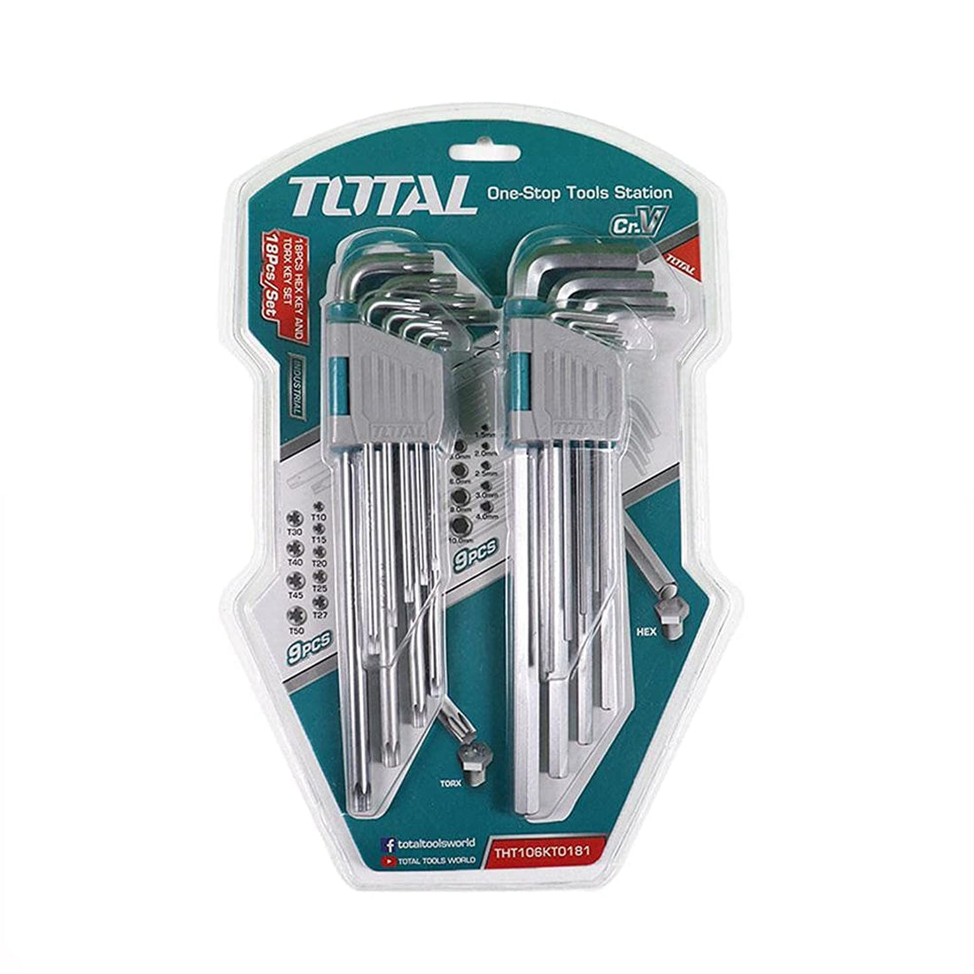 Total THT106KT0181 Hex Keys Model Set (18 Piece, 1.5: 10mm)