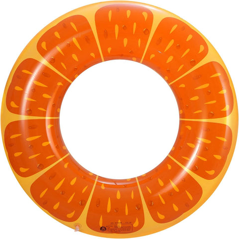 Inflatable Orange Pool Float, Swimming Ring, Summer Water Tube. Summer Vacation Pool Sea.