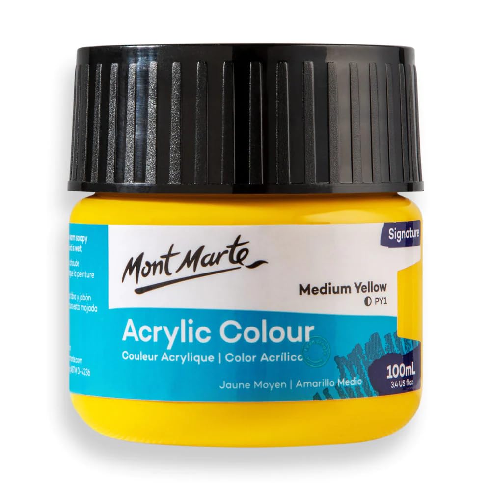 Monte Marte MSCH1004 Acrylic Colour Paint 100 ml, Medium Yellow