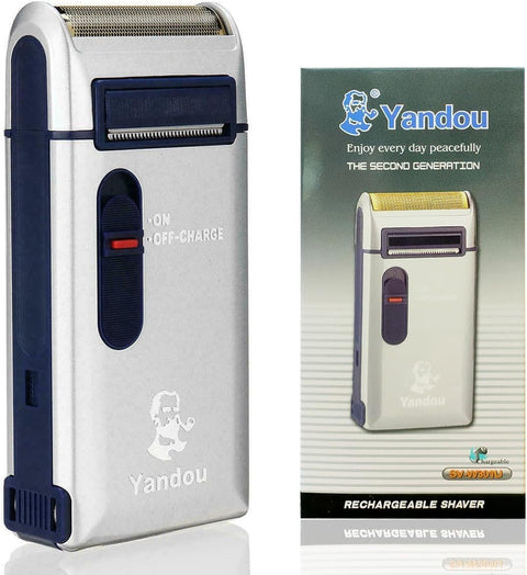 Yandou Aluminum Rechargeable Electric Razor for Men - Quick Charge, Continuous Shaving, and Super Hard Titanium Alloy Plating Foil for a Comfortable Grooming Experience, Beard Trimmer, 3W (Silver)