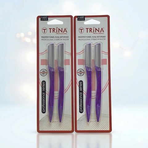 "Trina Professional" Eyebrow & Face Defining Blades - Set of 2 (Total of 4 Blades) - High Precision and Safe for Sensitive Skin I by Al Shabrawini Pharmacy