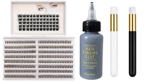 DIY Lash Styling Kit with LC121 One by One Lash Tray, 30D One by One Lash Tray, 2 Lash Shampoo Brushes and 1 Lash Glue for Lash Routine Use