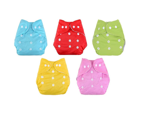 Baby Tickle Baby Adjustable Cotton Pocket Diapers and Reusable Baby Washable Cloth Diaper Nappies for Babies, Infants, Toddlers, Age 0 to 3 Years (Pack of 5) (Assorted color)