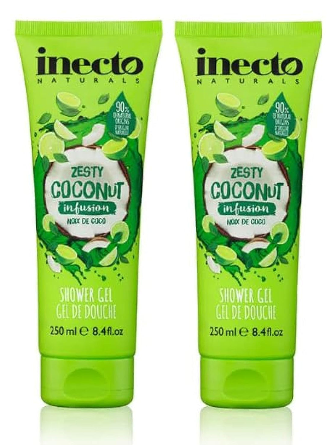 2X Inecto Zesty Coconut Infusion Shower Gel 250Ml, Lime & Mint