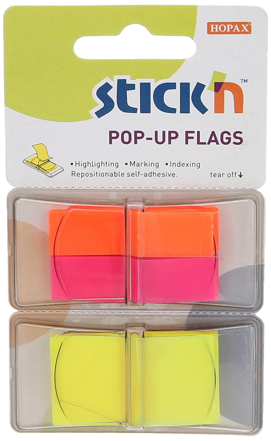 Hopax-stick'n 26006 Sticky Note with 3 Neon Lime Flags 130-Sheets