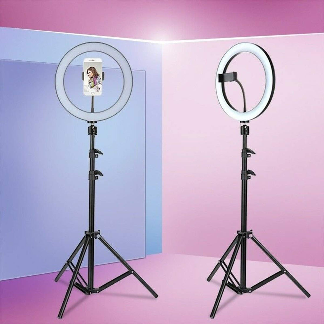 Tianhaik Selfie Ring Light with Tripod Stand & Cell Phone Holder for Live Stream Circle Lighting Ringlights for Makeup Video Photography Blogging Portrait