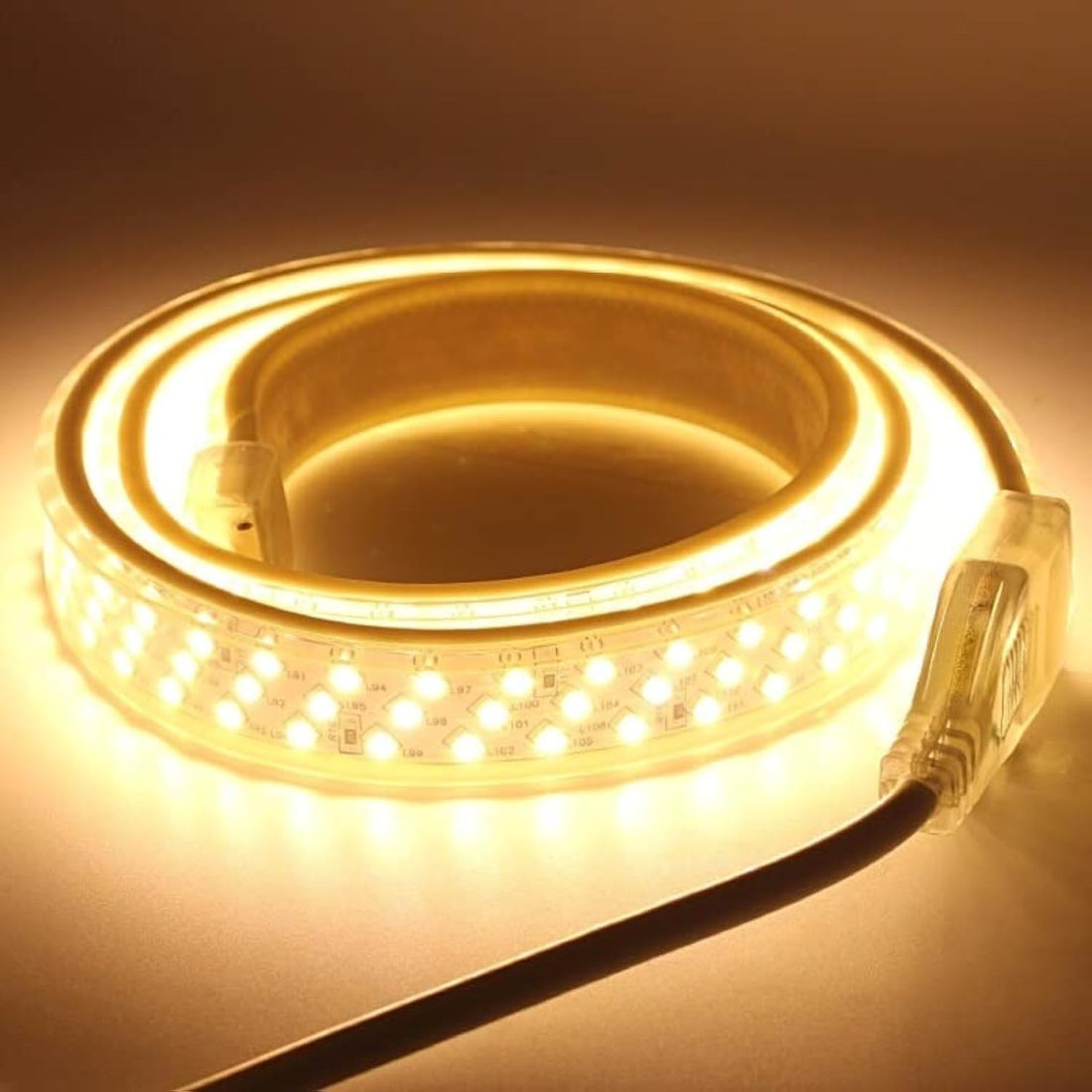 Triple Lines Waterproof LED Light Strip with Electric Socket, Warm Light, 1 meters