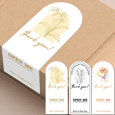 150pcs Thank You Labels - Flower Decorative Labels, Gift Tag Stickers, Large & Small Business Packaging, Gift Box Decor
