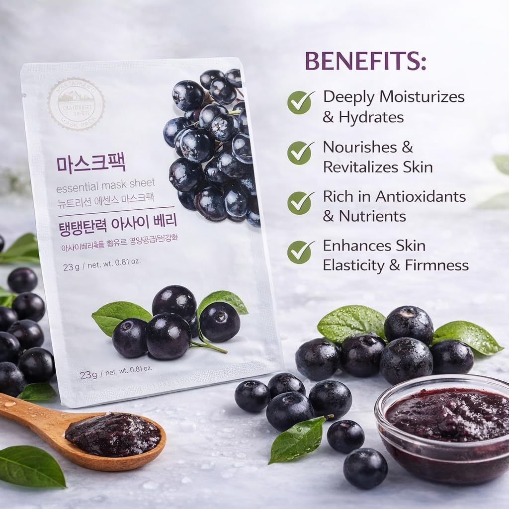 Olive Farm Essential Mask Sheet with Acai Berry Extract, Moisturising, 23g