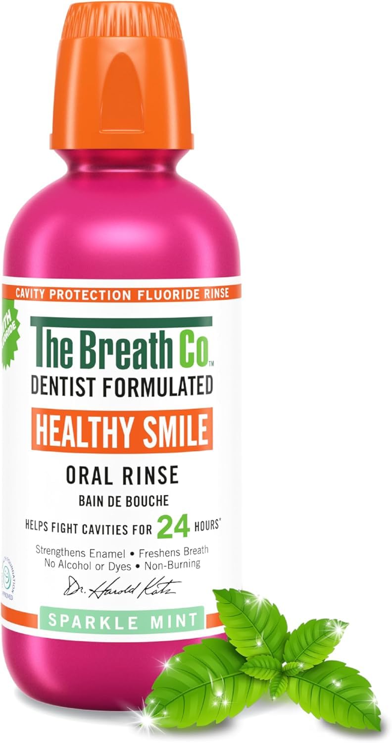 The Breath Co Caries Prevention Mouthwash, Fluorine-Based Formula, Developed by a Dentist, Helps Fight Cavities for 24 Hours*, Freshens Breath, Alcohol Free, Does Not Sting, 500 ml