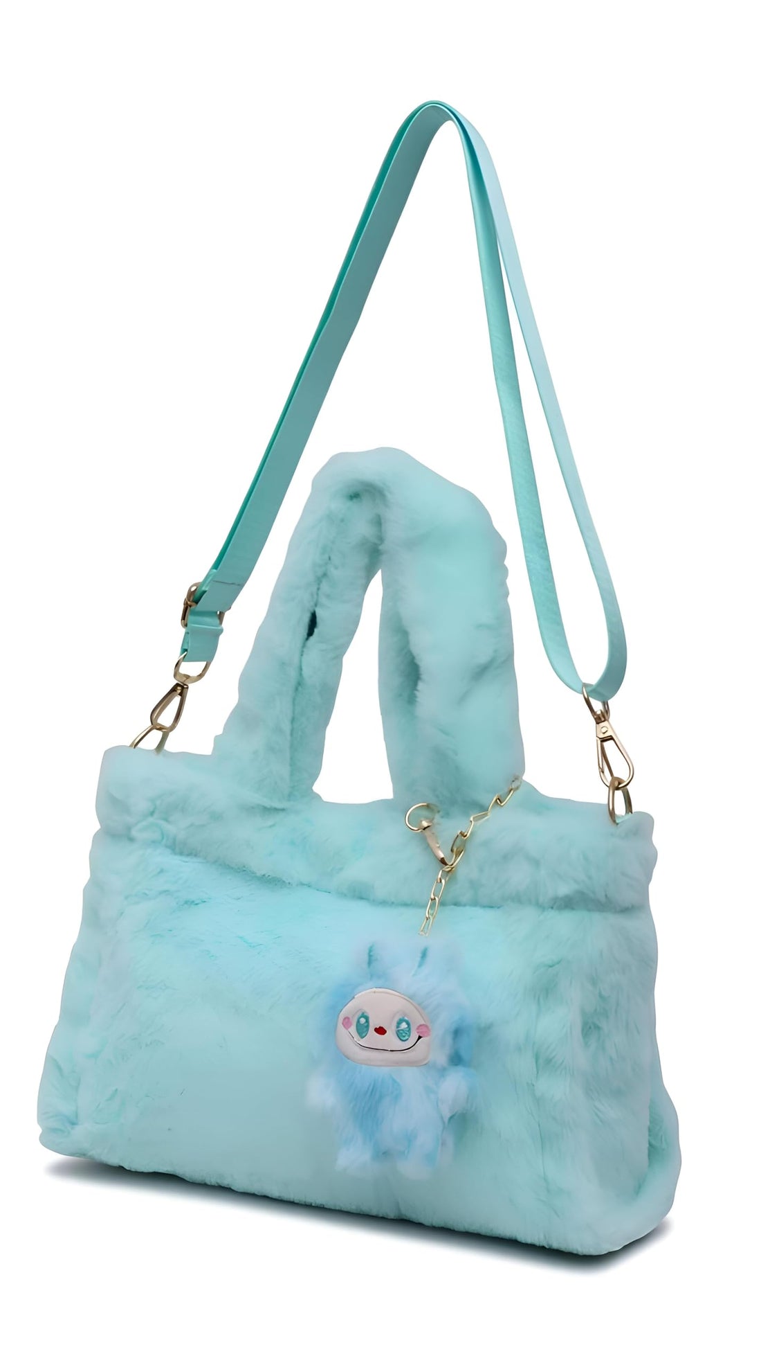 Elegant velvet soft faux fur shoulder bag with an adjustable strap for casual, trendy looks