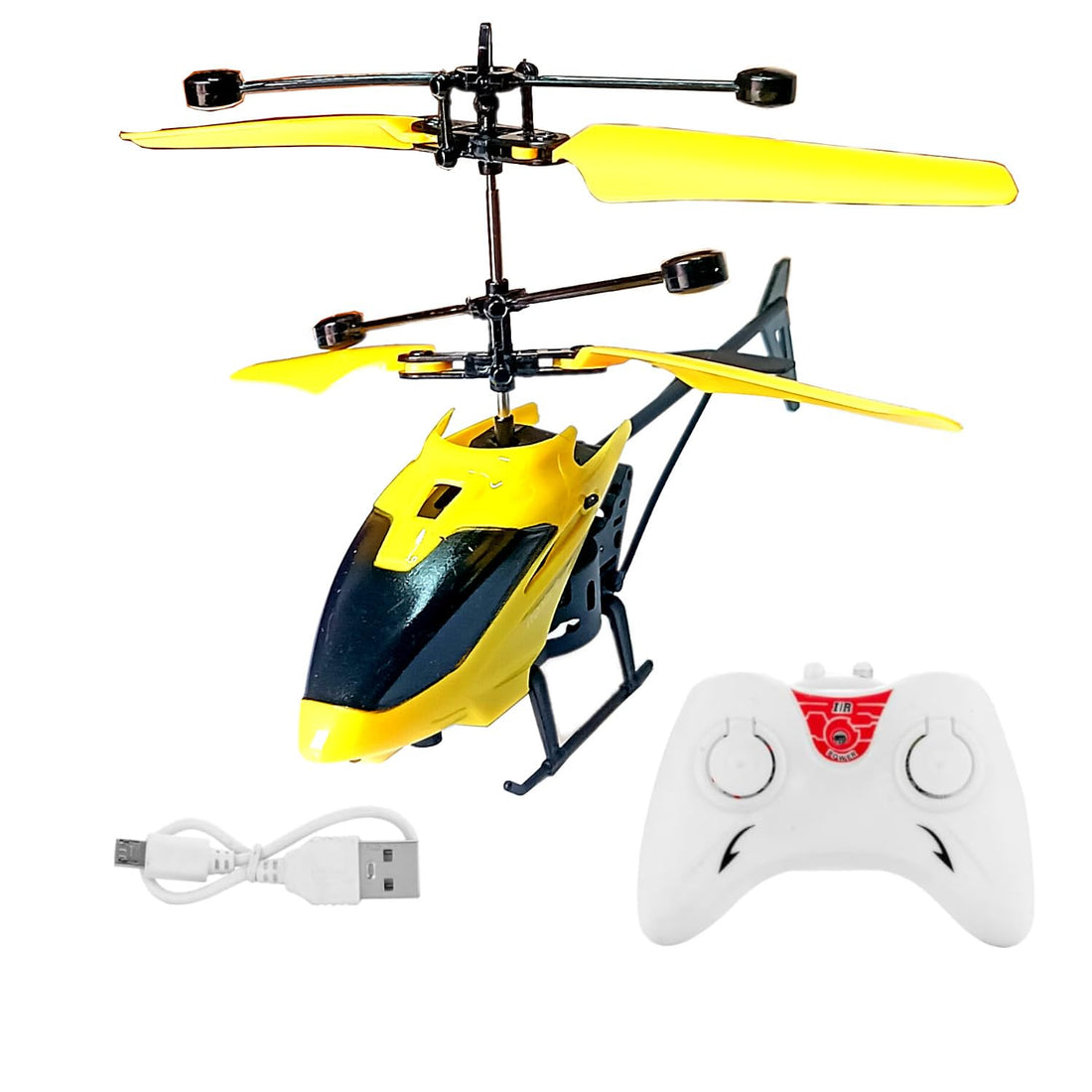Adult Remote-Controlled Helicopter, Dual-Mode Control, Indoor And Outdoor Flight, Led Lights, Voltage Protection System, Toy Helicopter (Yellow)