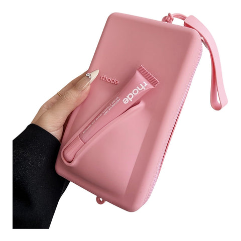 Rhode Pouch Bag with Adjustable Strap & Lip Gloss – Stylish Mini Cosmetic Bag for Makeup, Travel, and Daily Essentials (Ribbon)