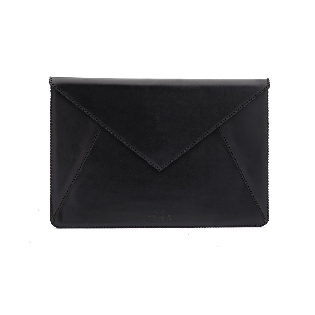 Leather Laptop Sleeve Case for MacBook Pro Air HP Dell, Genuine Cowhide Envelope Design with Magnetic Closure, Hand-Stitched, Slim Cover, Available in 13 13.3 15.6 inch (Black, Meduim)