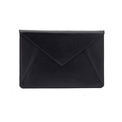 Leather Laptop Sleeve Case for MacBook Pro Air HP Dell, Genuine Cowhide Envelope Design with Magnetic Closure, Hand-Stitched, Slim Cover, Available in 13 13.3 15.6 inch (Black, Meduim)