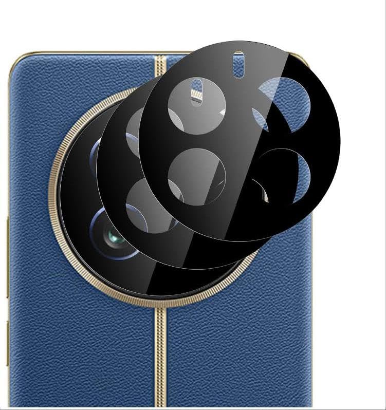 Reioo Camera Lens Protector Compatible with Realme 12 pro plus (5G) (5G) Metal Tempered Glass 9H Anti-Scratch Shockproof Camera Ring (Black) (1 Pack)