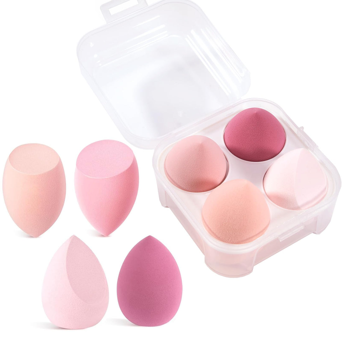 Uandhome Makeup Sponge Blender Set 4 Pack, Blender Beauty Foundation Blending Sponge with Case, Professional Beauty Makeup Set for Cream, Powder and Liquid