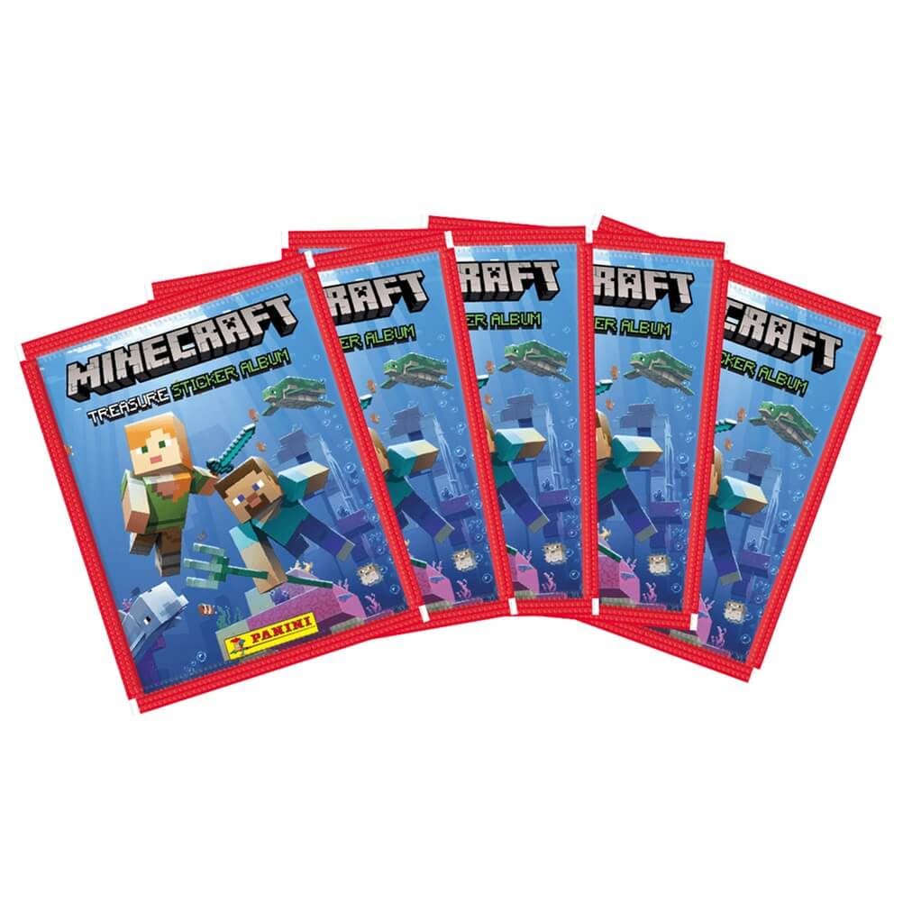 Panini Minecraft Treasure Sticker 5 stickers (+1 ALBUM + 20 MINECRAFT TREASAURE IS AVALIVBE)