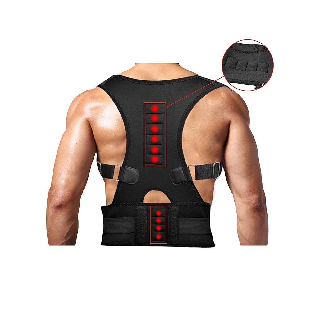 Magnetic Posture Corrector Back Support Shoulder Waist Lumbar Support Belt Humpback Prevent Body Pain Relief back braces (Size : Medium)