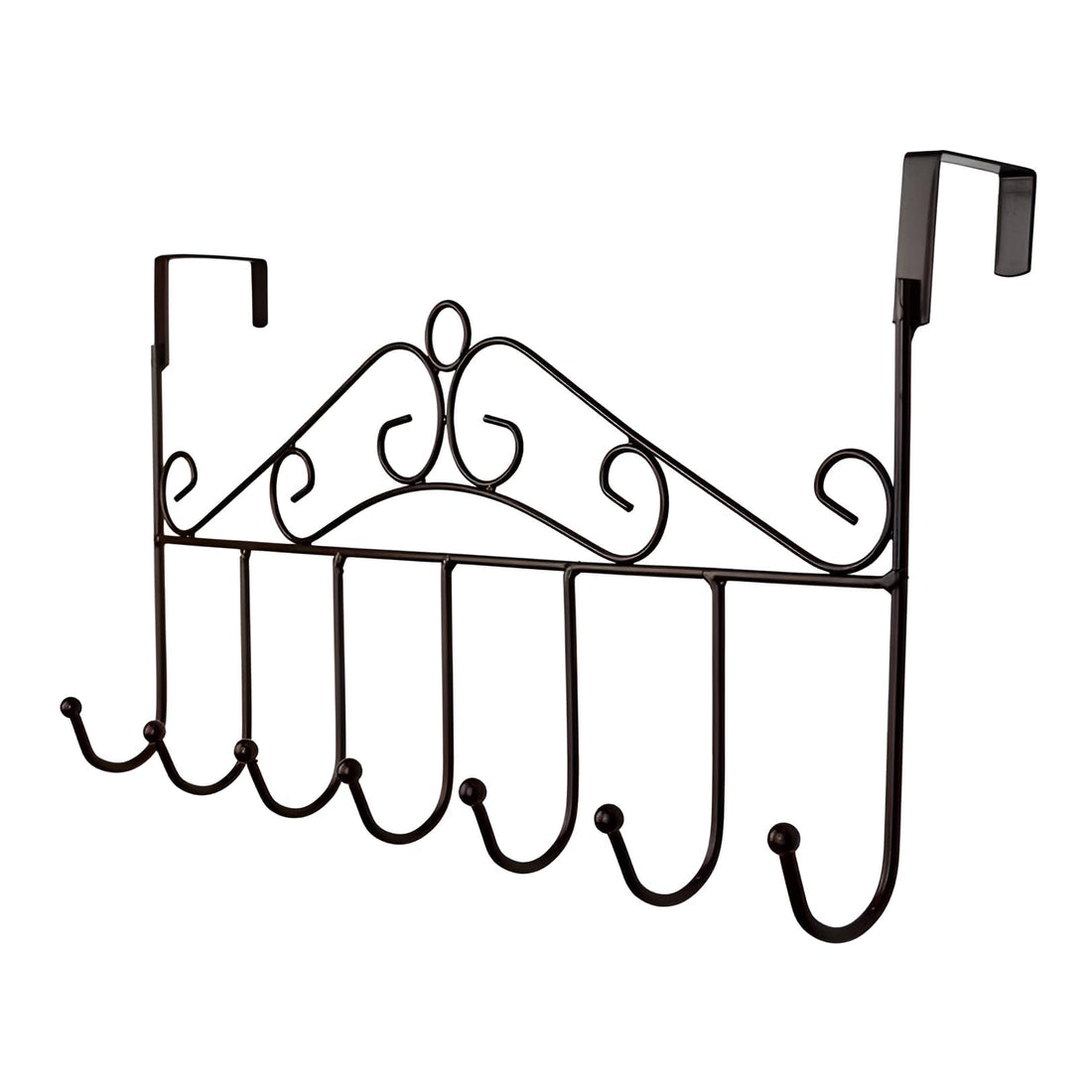 Oblivion Over The Door Hanger Rack | 7 Hooks Decorative Organizer Hook | Stylish Door Hanger Door | Hook Hangers with 7 Hooks | Metal Hanging Rack for Home Office Use - Black