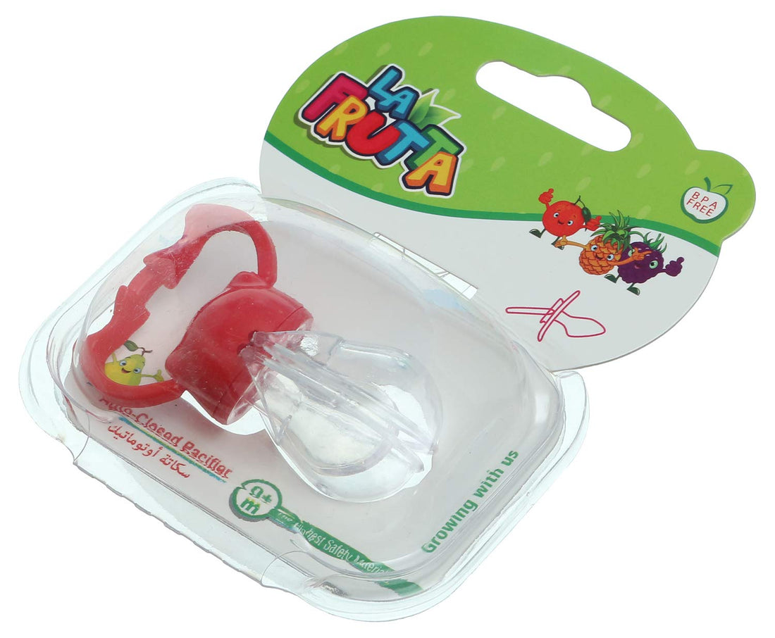 La Frutta Silicone Teether With Cover, Clear Red