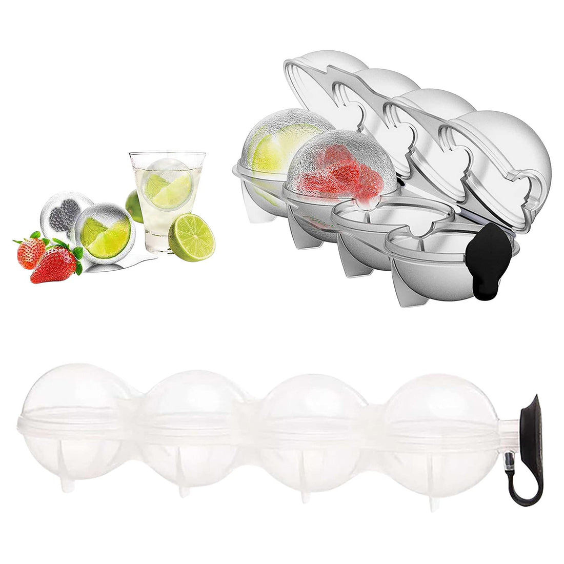 4-Hole Ice Ball Maker, Whiskey Round Ice Ball Mold, Ice Hockey Mold Round Trays, Four Hole Ice Making Box Reusable DIY Ice Maker (1PC)
