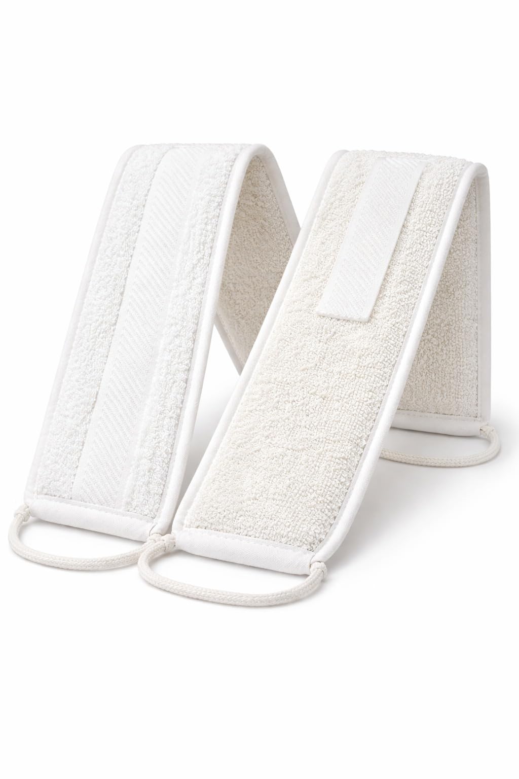 ZOZY Natural Loofah Back Scrubber with Hand Straps, Double-Sided Body Exfoliating Pad for Shower & Bath, Gentle Skin Cleansing, Eco-Friendly Bath Sponge for Daily Use (L2)