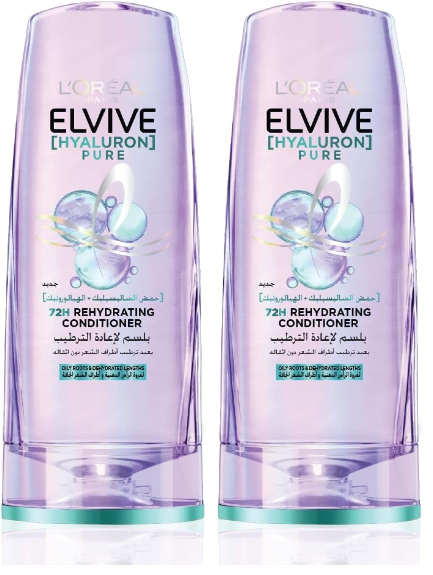 L’Oréal Paris Elvive Hyaluron Pure Rehydrating Conditioner for Oily Hair 360ML (Pack of 2)