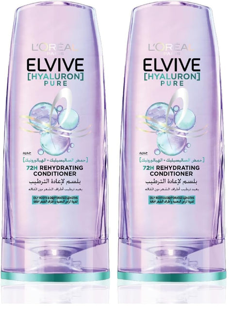 L’Oréal Paris Elvive Hyaluron Pure Rehydrating Conditioner for Oily Hair 360ML (Pack of 2)