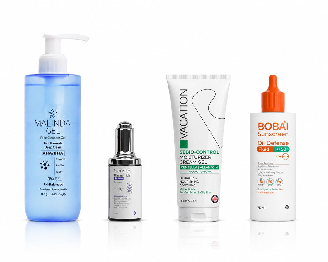 GG Clear Balance Essential Kit for Combination to Oily Skin, SPF50+ Protection, 4-Piece Routine Set