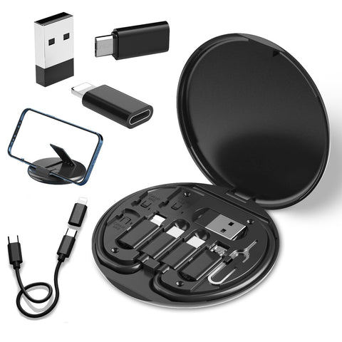 USB to USB-C Adapter, USB C Charging Cable Adapter Kit Contains Multiple OTG Adapters for USB Type C/USB A/USB C Male Cable/Micro USB/Lighting, Equipped with SIM Extractor/SIM Slot/Phone Holder
