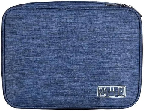 Lcsmaokin Electronics Travel Organizer, Portable Waterproof Electronic Storage Bag for Small Charging Cord Storage, Charger, Small Electronics, SD Card etc, for Travel, Business and School - Navy Blue