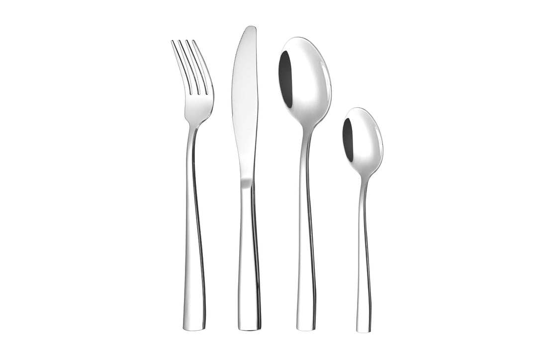 Otto Koning -Leipzig 32-Piece Stainless Steel Flatware Set, Dishwasher Safe, Modern Cutlery Set for 8 People with Fork, Spoon, Knife and Coffee Spoon