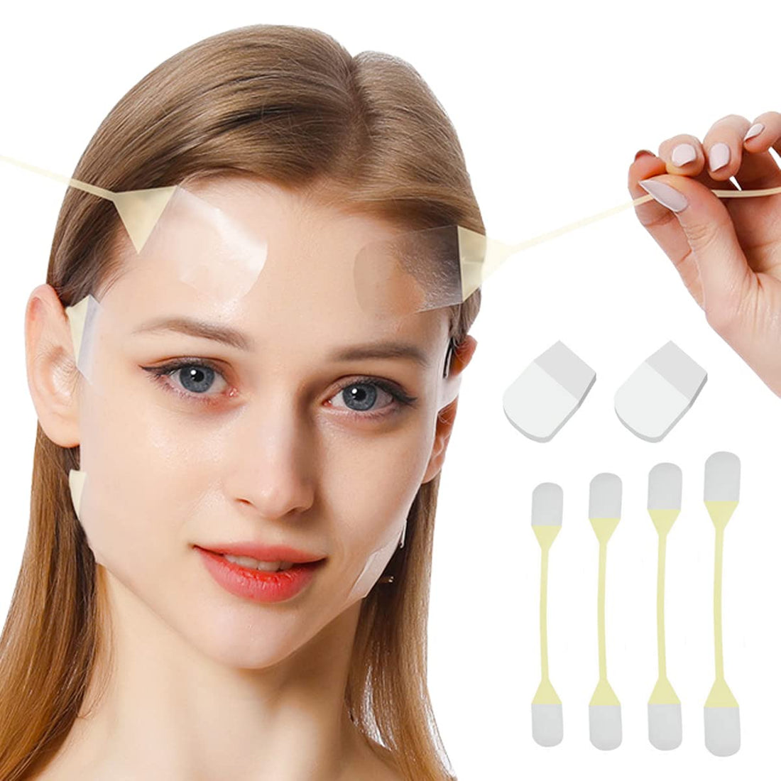 YUTTTPL Face Lift Tape, 40Pcs Face Tape Lift with 4 Invisible Thin String Invisible Face Lifting Tape, Instant Reduce Double Chin for Tightening Skin and Removing Wrinkles Face Lift Tools (A)